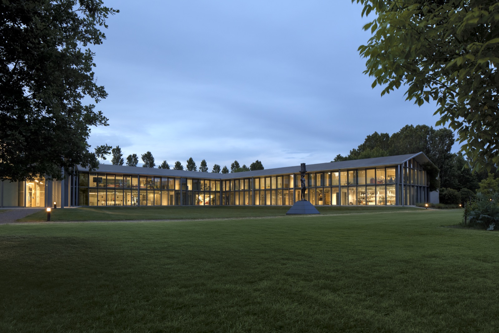 The buildings at dusk